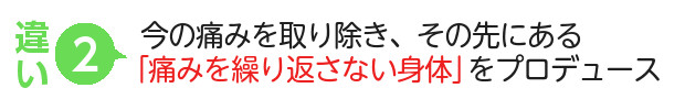 今の痛みを取り除き、その先にある「痛みを繰り返さない身体」をプロデュース